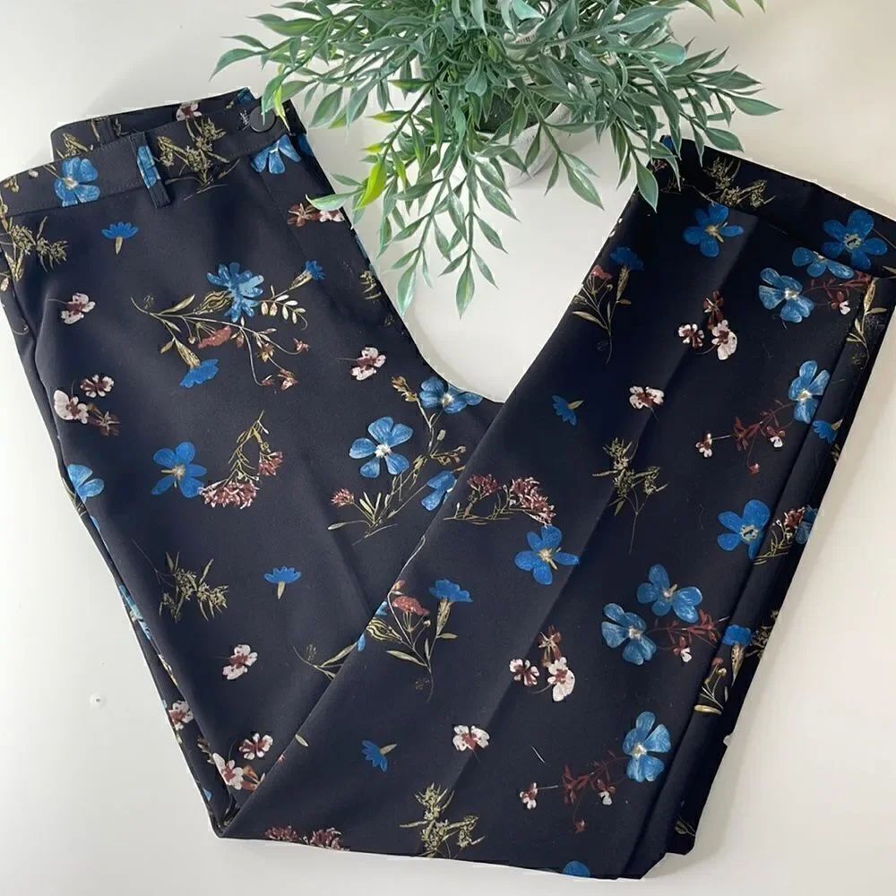 Allison Daley floral pants.  Size 10.  Straight leg.